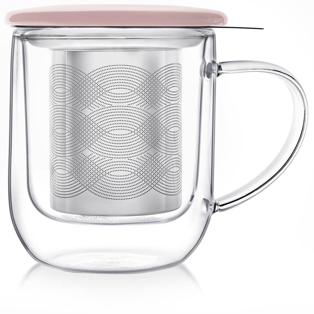 Teabloom Radiance® Double Wall Glass Mug with Infuser & Lid