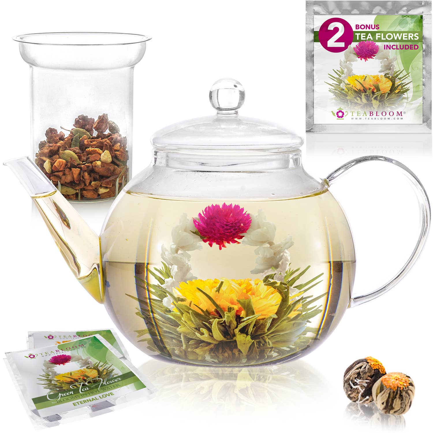 Teabloom Stovetop &amp; Microwave Safe Glass Teapot
