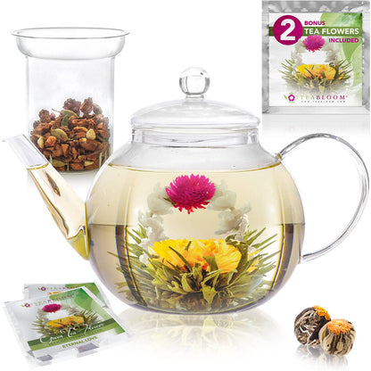 Teabloom Stovetop &amp; Microwave Safe Glass Teapot
