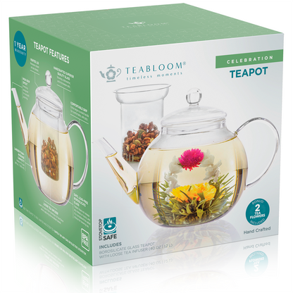 Teabloom Stovetop &amp; Microwave Safe Glass Teapot