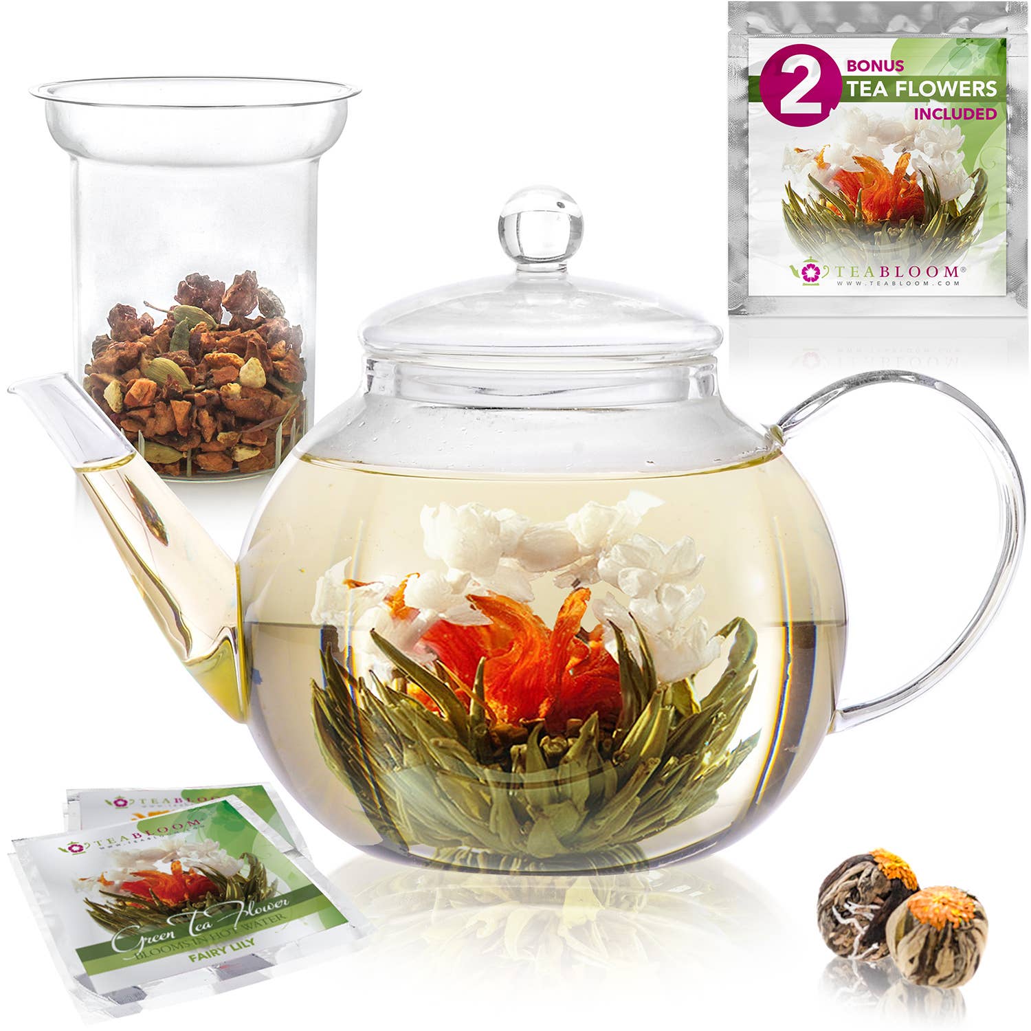 Teabloom Stovetop &amp; Microwave Safe Glass Teapot