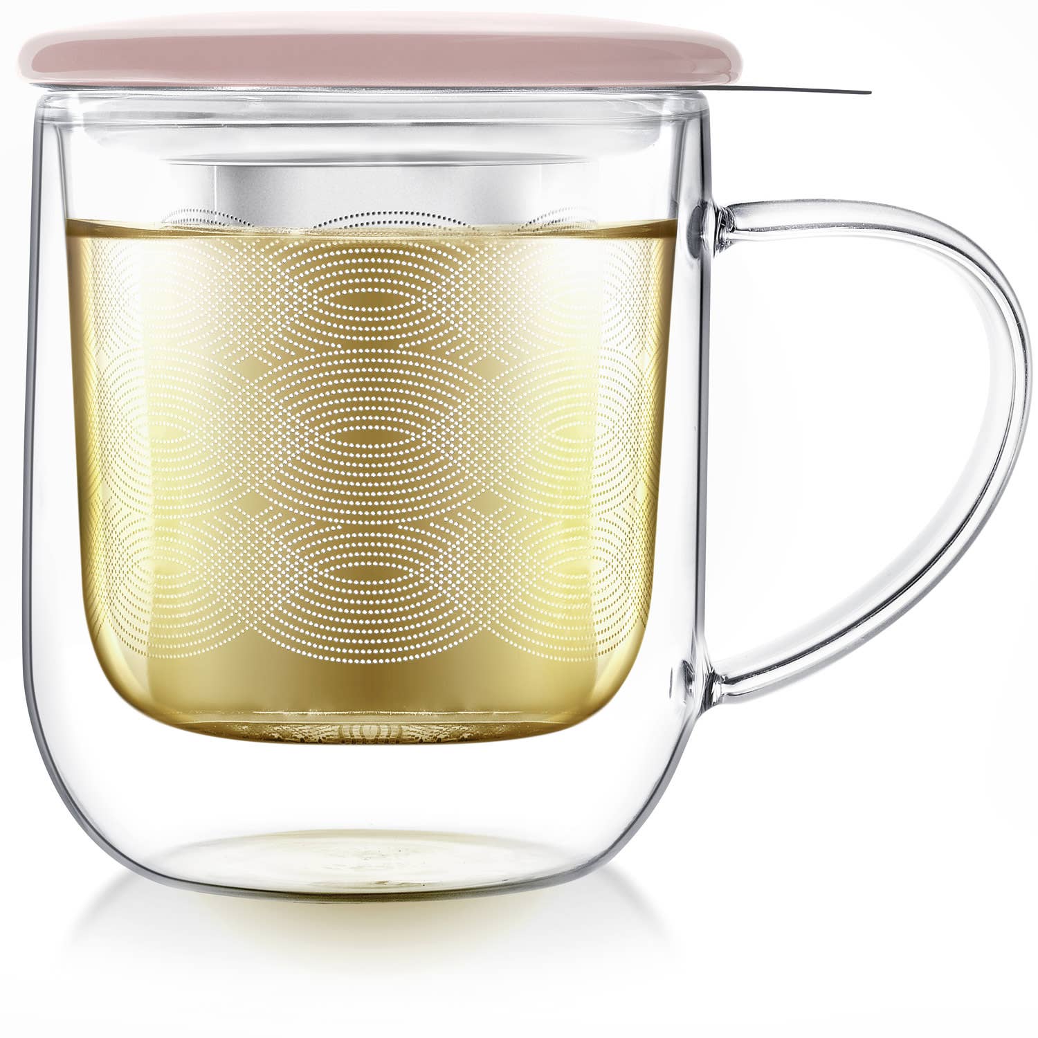 Teabloom Radiance® Double Wall Glass Mug with Infuser &amp; Lid