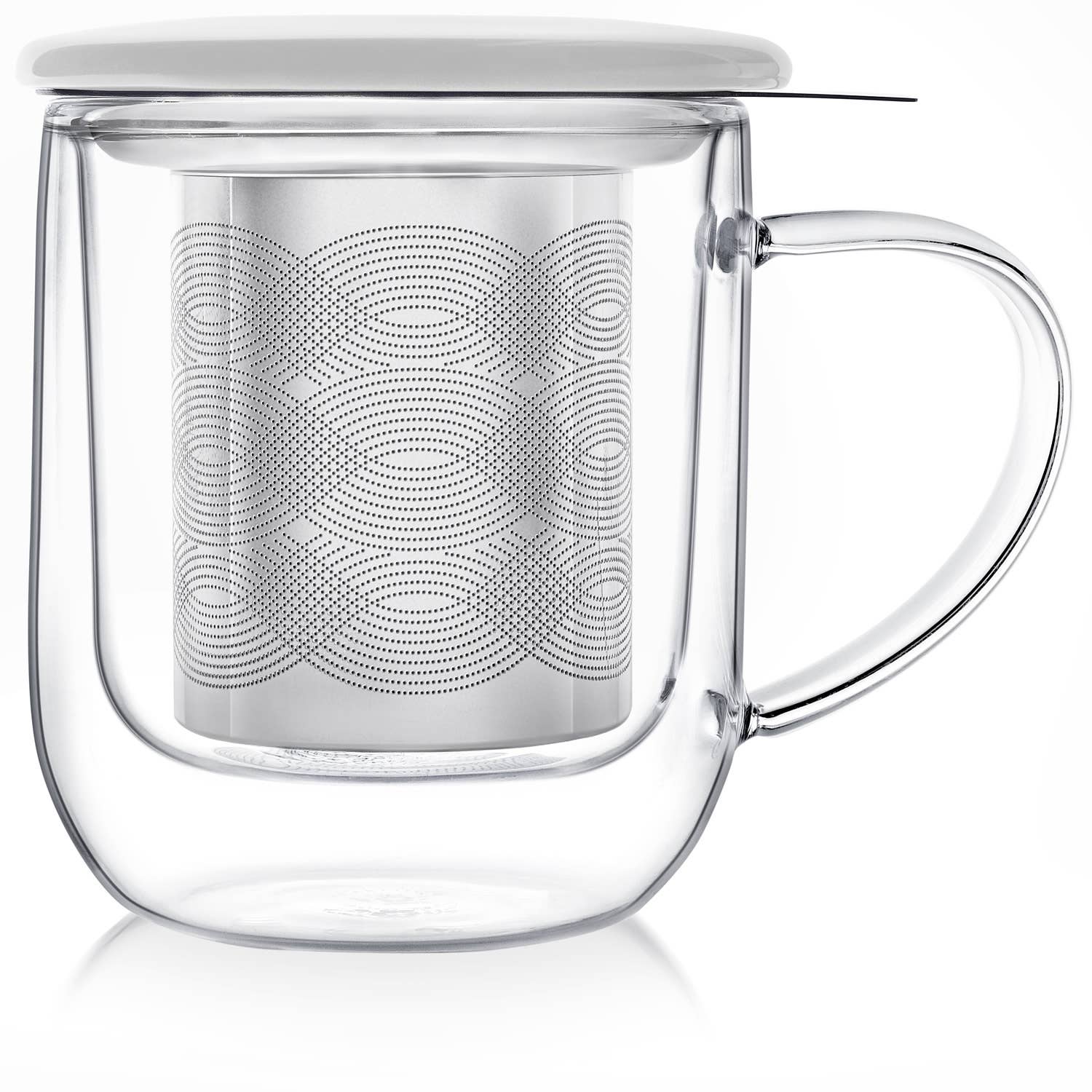 Teabloom Radiance® Double Wall Glass Mug with Infuser &amp; Lid