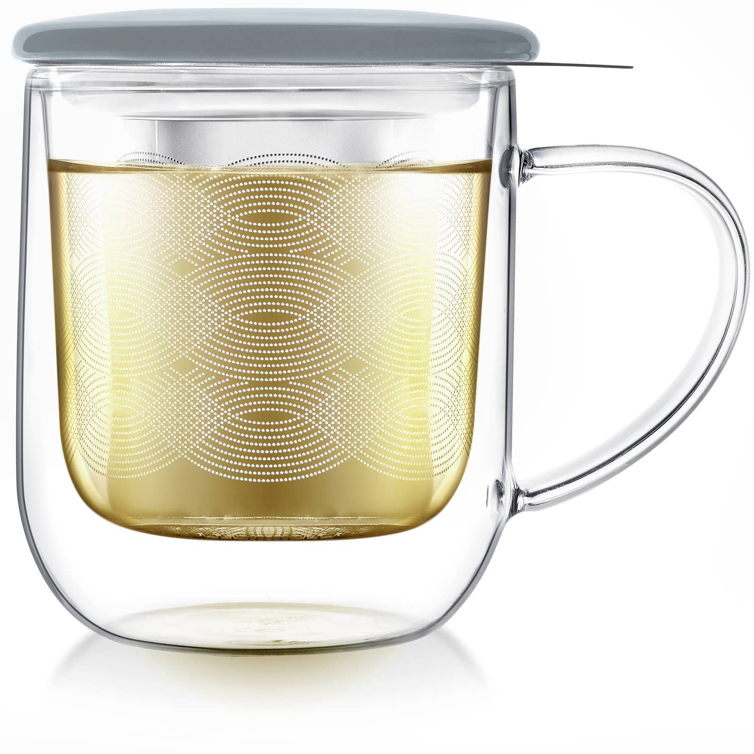 Teabloom Radiance® Double Wall Glass Mug with Infuser &amp; Lid