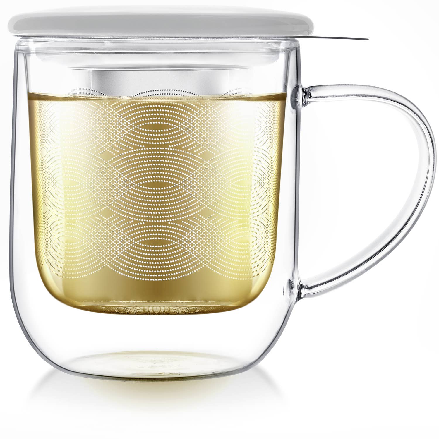 Teabloom Radiance® Double Wall Glass Mug with Infuser &amp; Lid